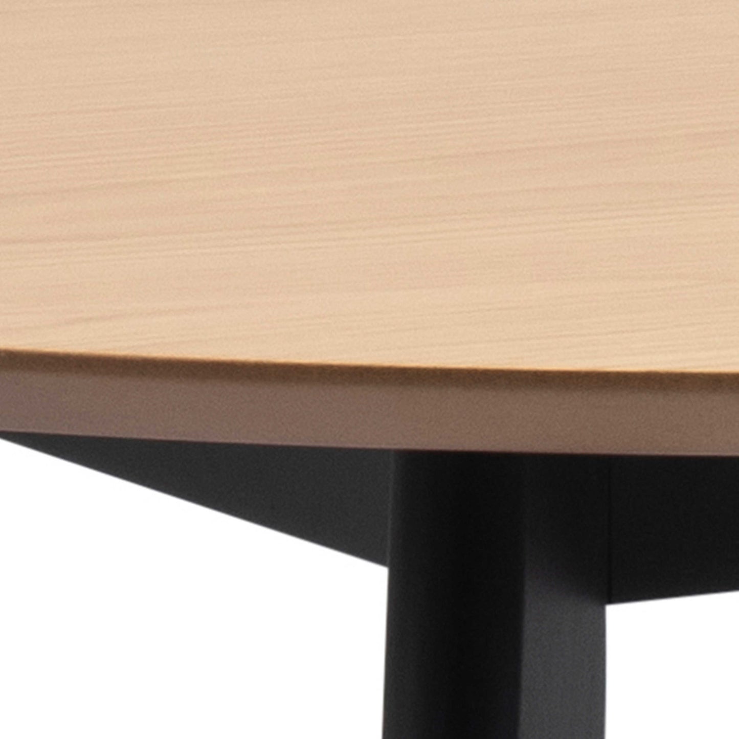 Saffron Round Black and Natural Oak Veneer Dining Table