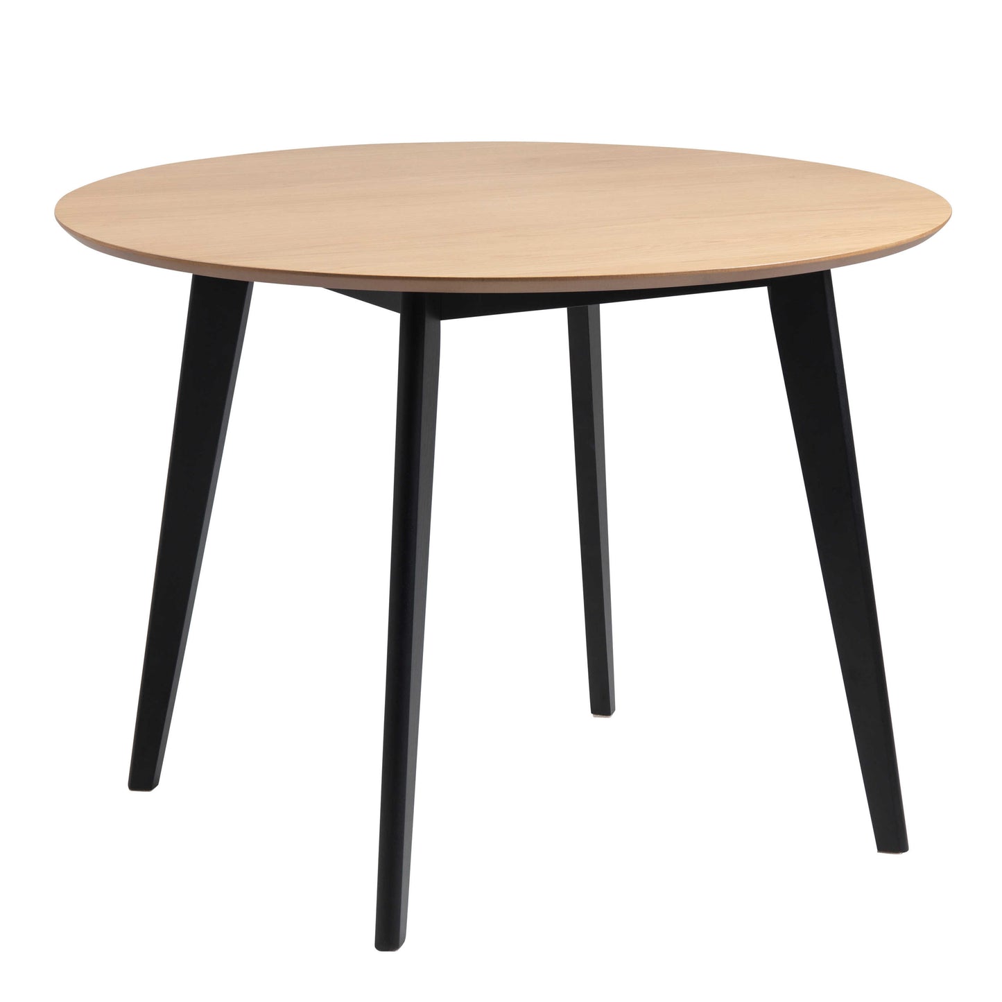 Saffron Round Black and Natural Oak Veneer Dining Table