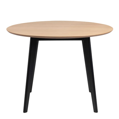Saffron Round Black and Natural Oak Veneer Dining Table
