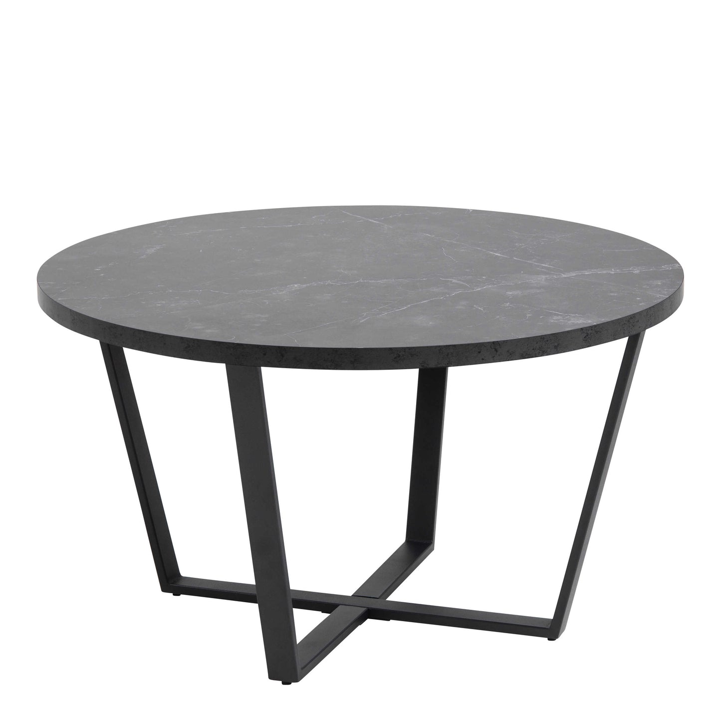 Stovring Black Marble Effect Round Coffee Table Black Legs