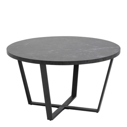 Stovring Black Marble Effect Round Coffee Table Black Legs