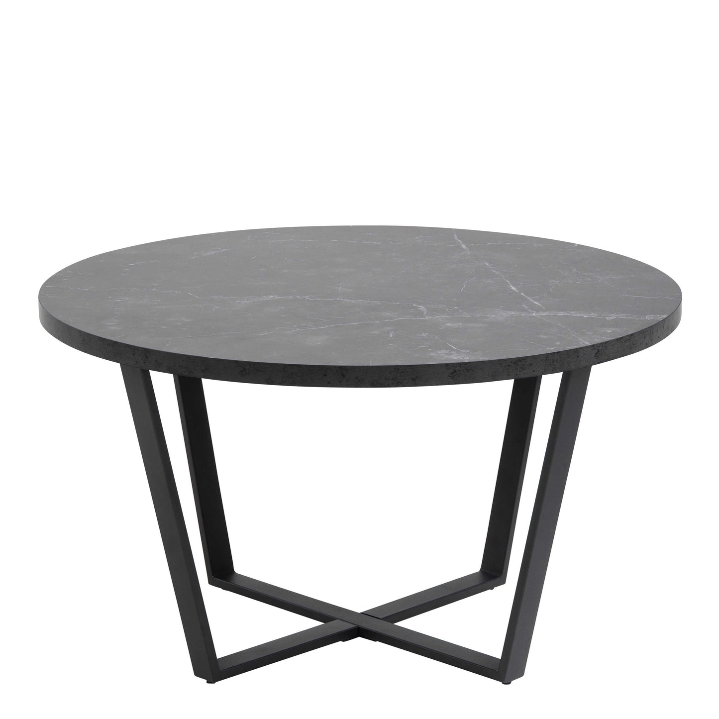 Stovring Black Marble Effect Round Coffee Table Black Legs