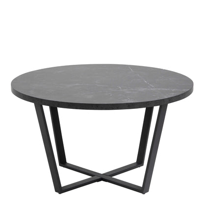 Stovring Black Marble Effect Round Coffee Table Black Legs