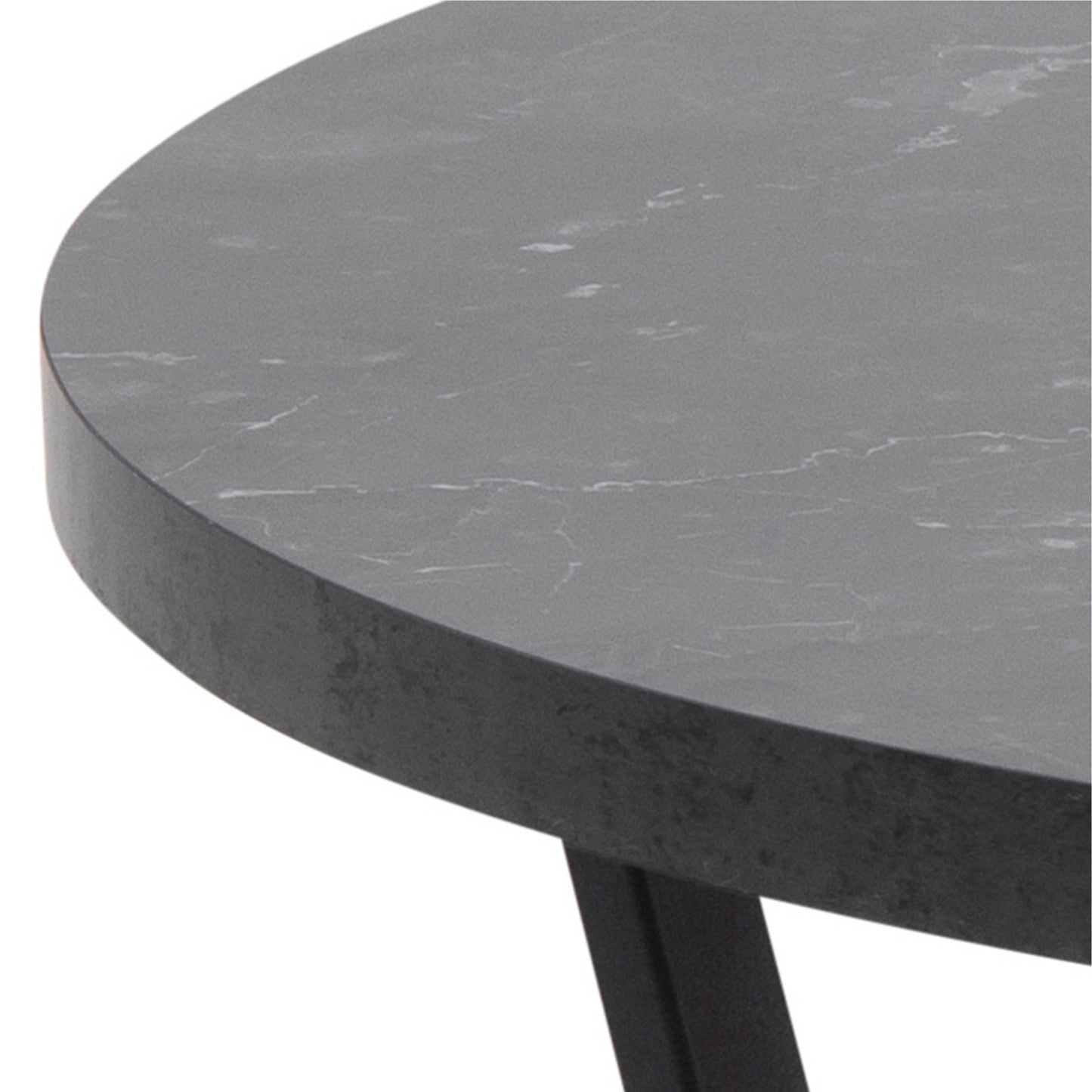 Stovring Black Marble Effect Round Coffee Table Black Legs