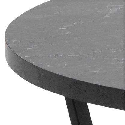 Stovring Black Marble Effect Round Coffee Table Black Legs