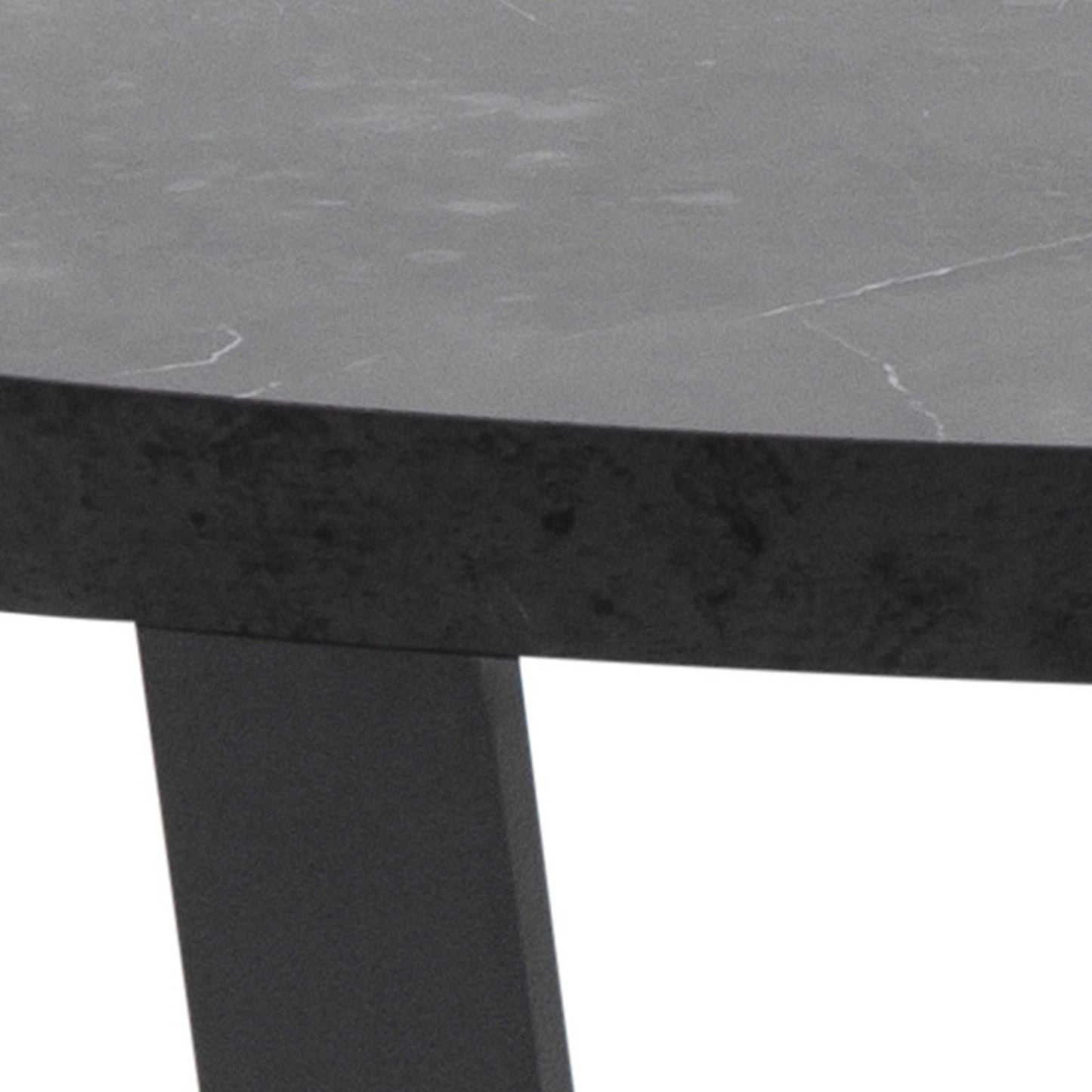 Stovring Black Marble Effect Round Coffee Table Black Legs