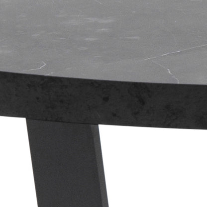 Stovring Black Marble Effect Round Coffee Table Black Legs