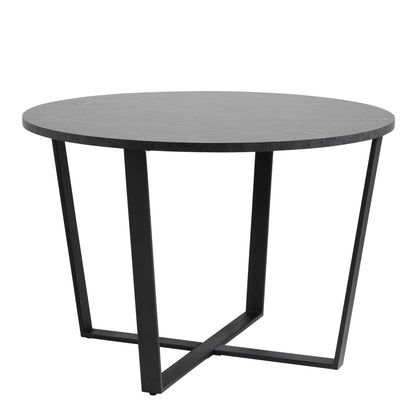 Stovring Black Marble Effect Round Dining Table Black Legs