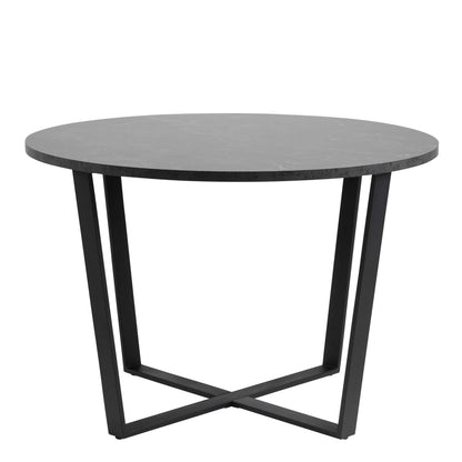 Stovring Black Marble Effect Round Dining Table Black Legs