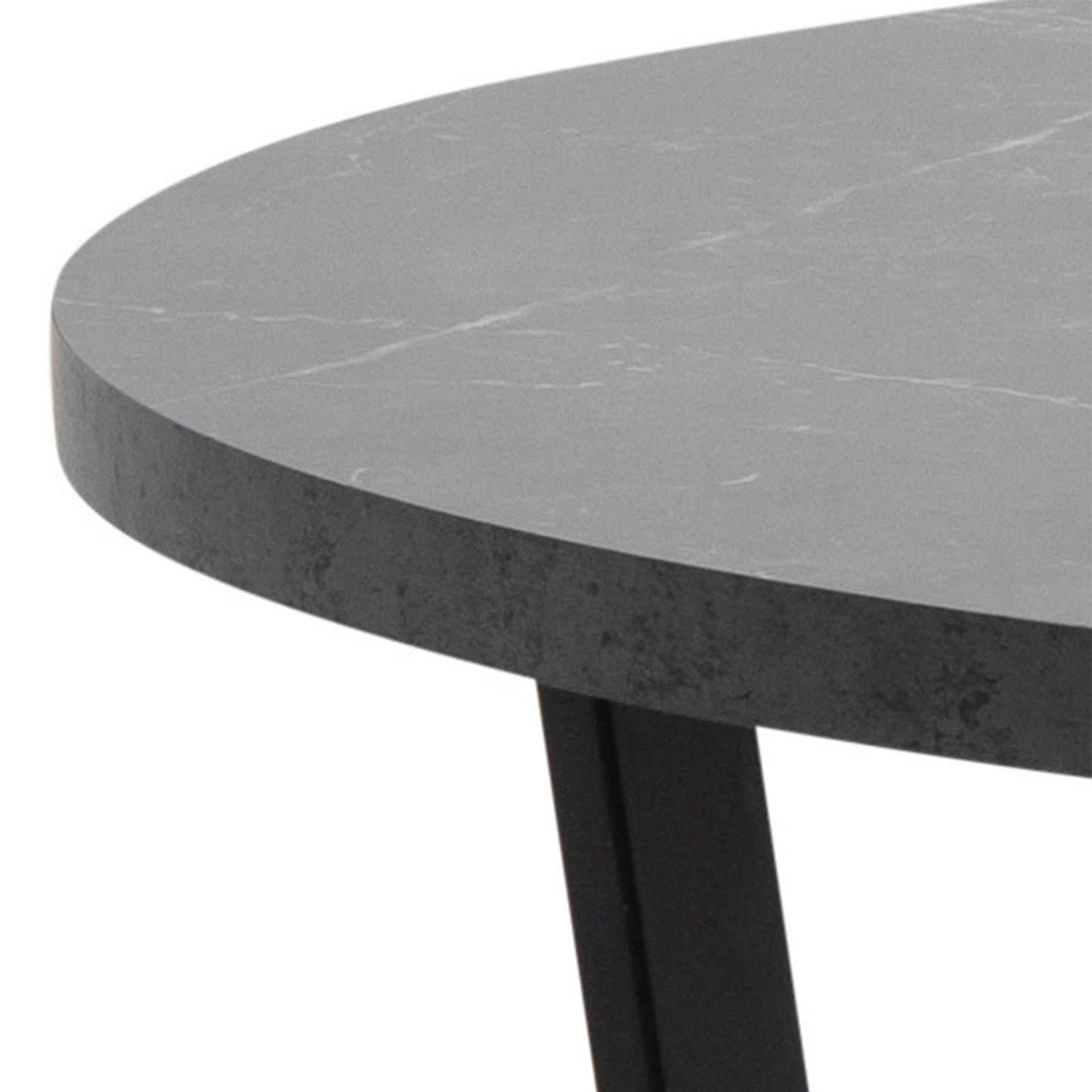 Stovring Black Marble Effect Round Dining Table Black Legs