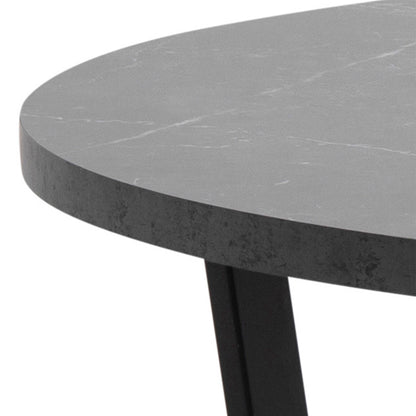 Stovring Black Marble Effect Round Dining Table Black Legs
