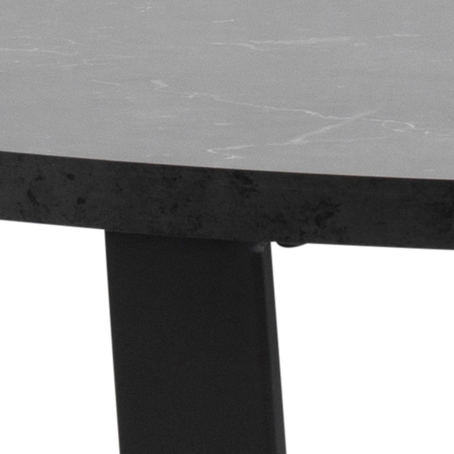 Stovring Black Marble Effect Round Dining Table Black Legs