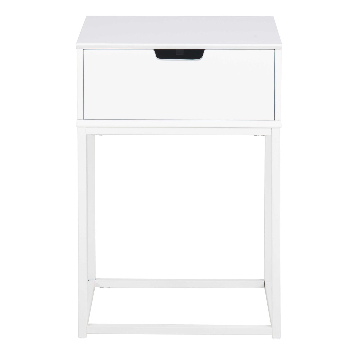 Tokyo White Bedside Table 1 Drawer Industrial Metal Legs