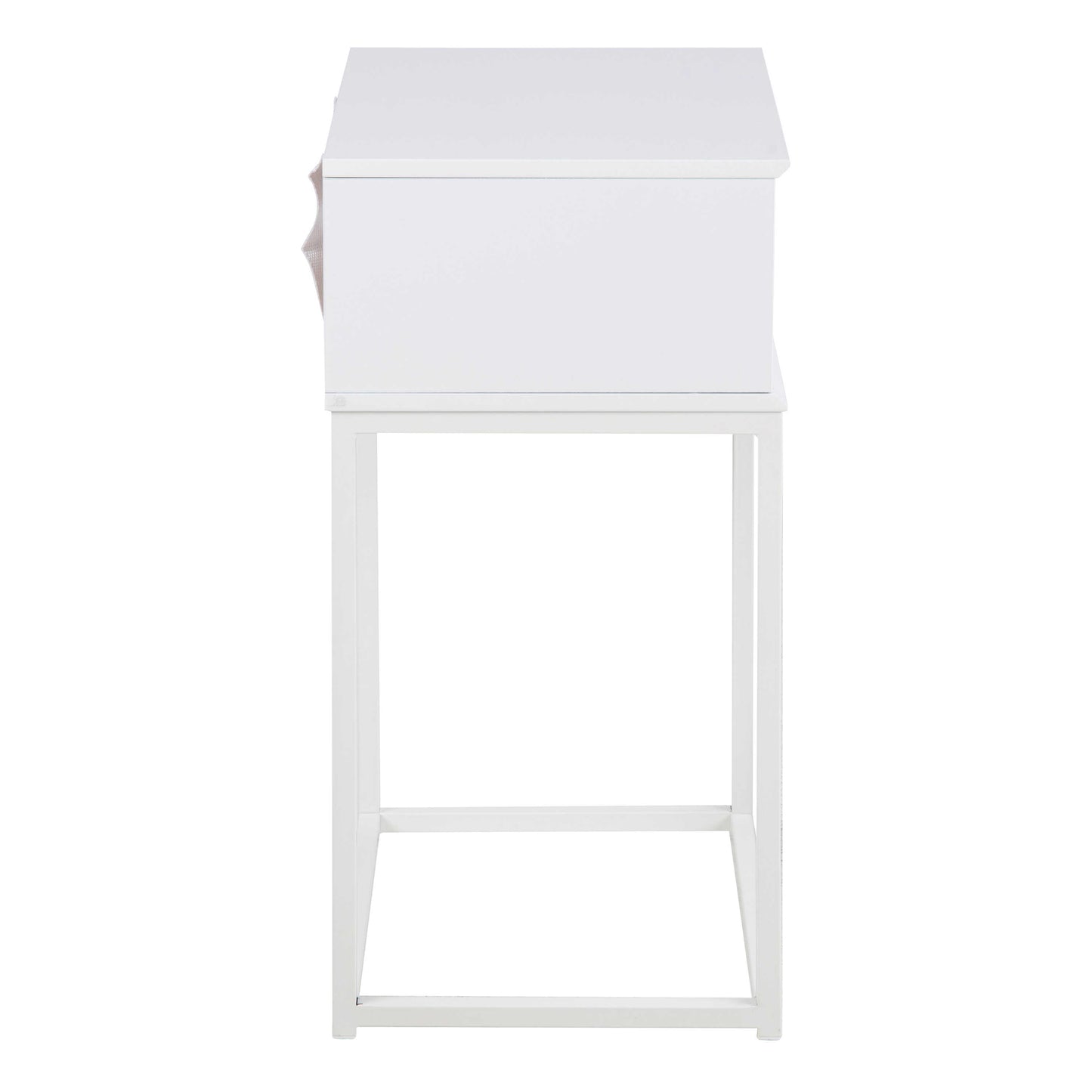 Tokyo White Bedside Table 1 Drawer Industrial Metal Legs
