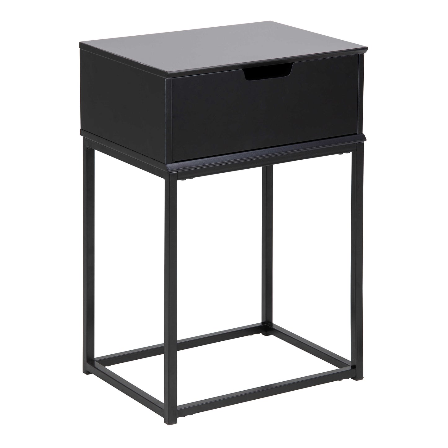 Tokyo Black Bedside Table 1 Drawer Industrial Metal Legs
