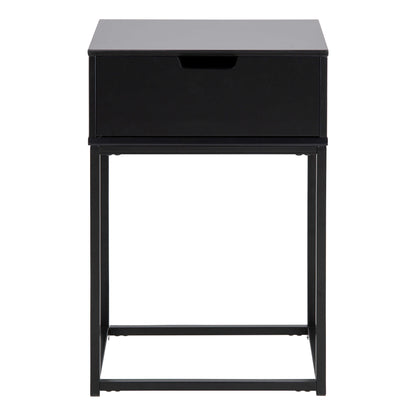 Tokyo Black Bedside Table 1 Drawer Industrial Metal Legs