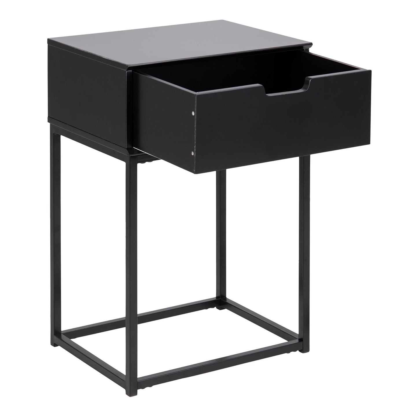 Tokyo Black Bedside Table 1 Drawer Industrial Metal Legs