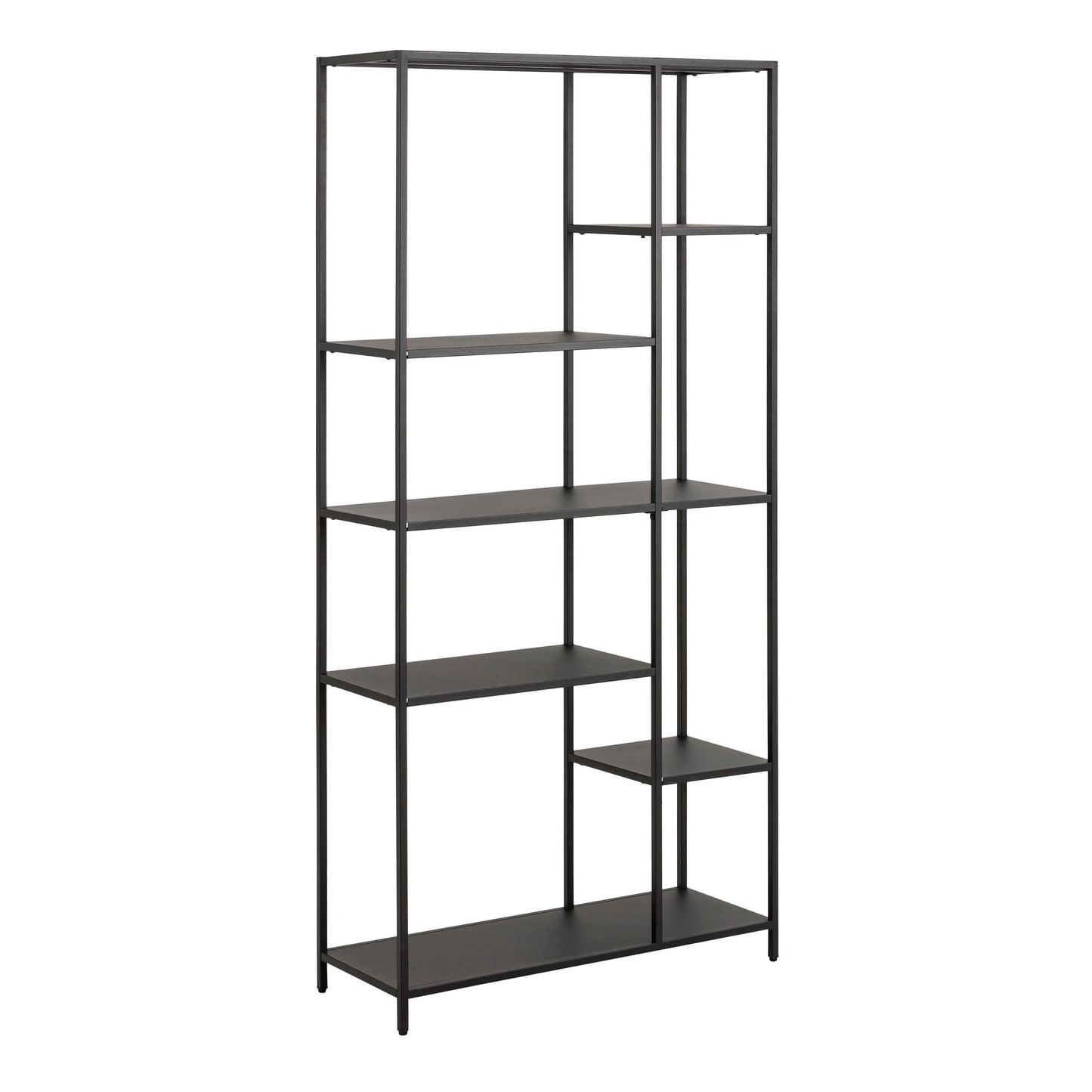Graz Matt Black Metal Asymmetrical Bookcase 6 Shelves