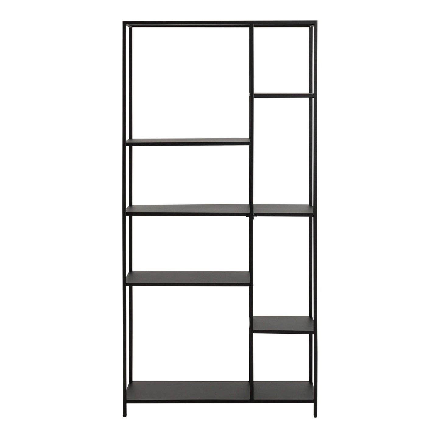 Graz Matt Black Metal Asymmetrical Bookcase 6 Shelves