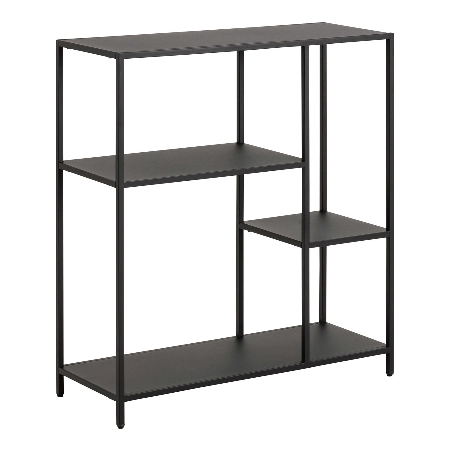 Graz Matt Black Metal Asymmetrical Bookcase 3 Shelves