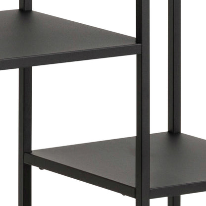 Graz Matt Black Metal Asymmetrical Bookcase 3 Shelves