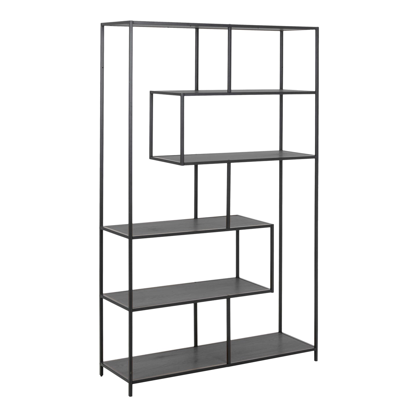 El Paso Black Bookcase 5 Shelves Asymmetrical Metal Frame