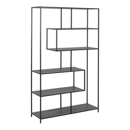El Paso Black Bookcase 5 Shelves Asymmetrical Metal Frame