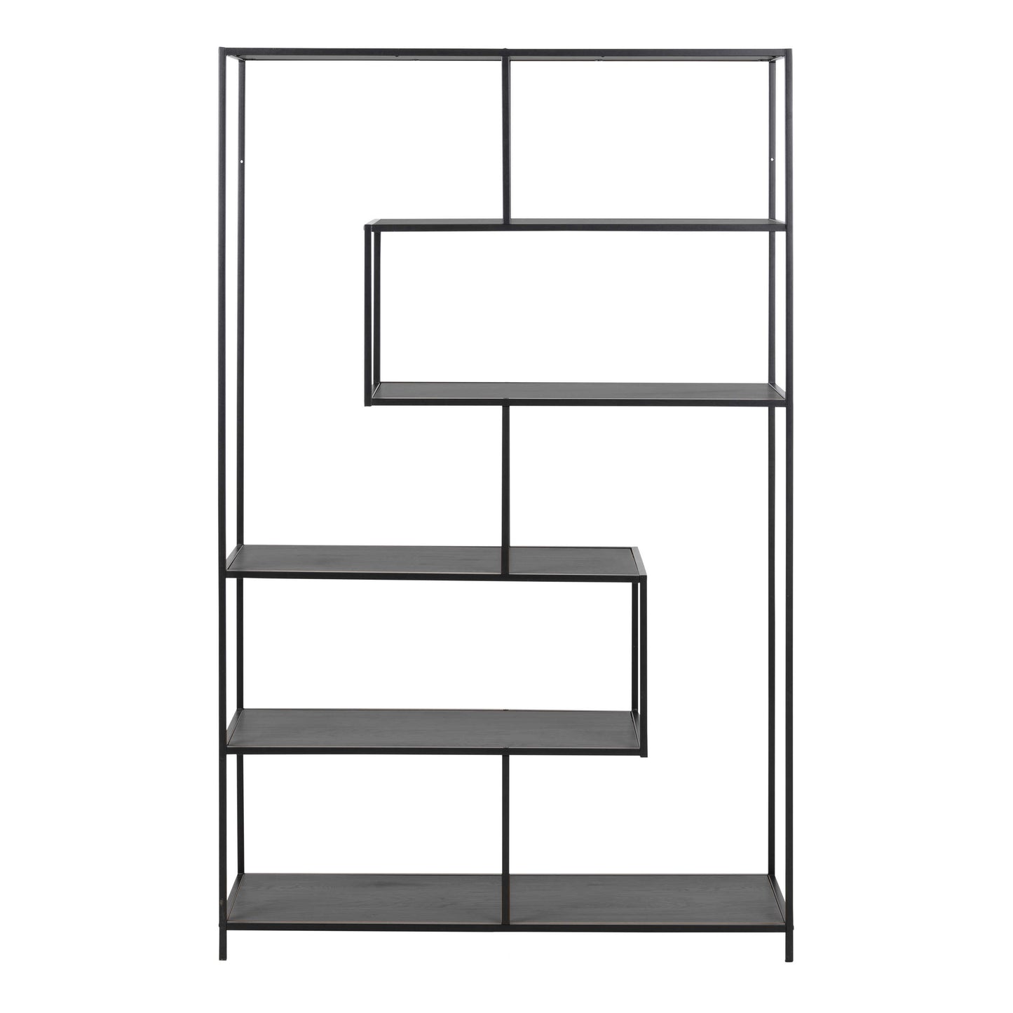 El Paso Black Bookcase 5 Shelves Asymmetrical Metal Frame