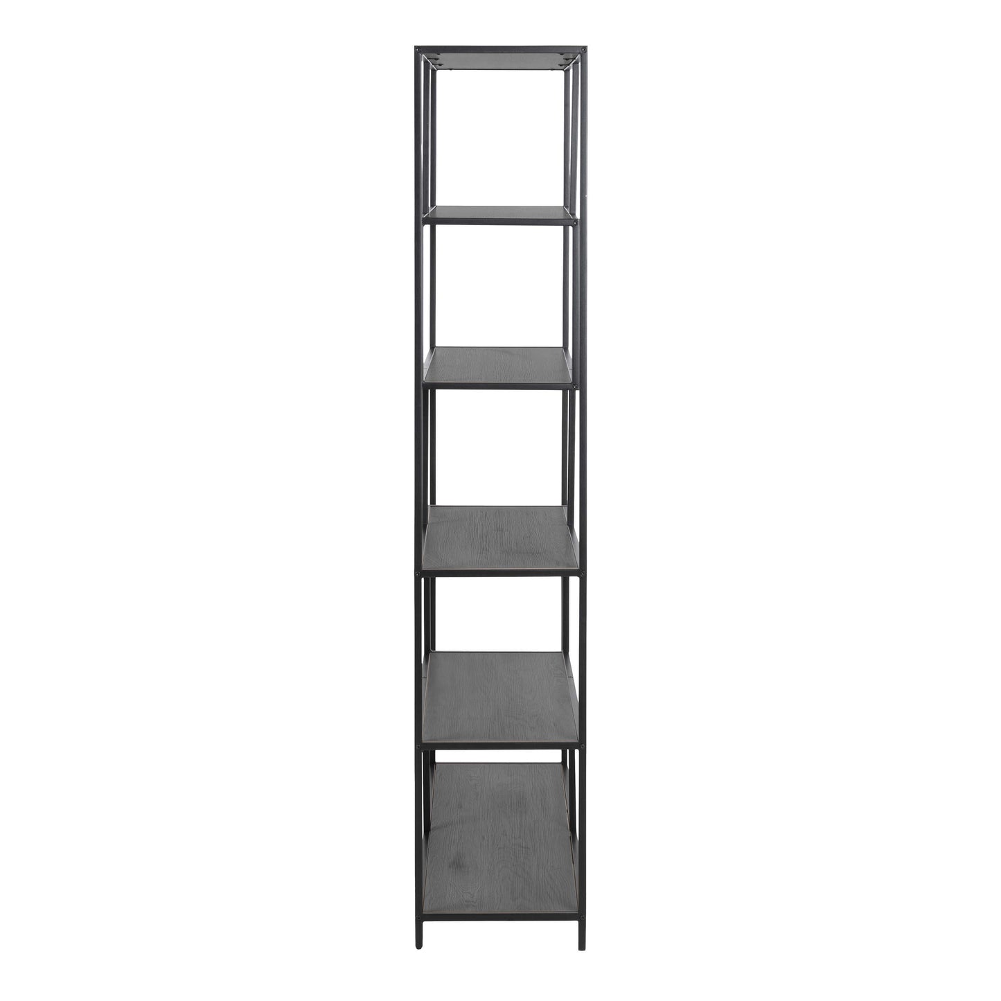El Paso Black Bookcase 5 Shelves Asymmetrical Metal Frame