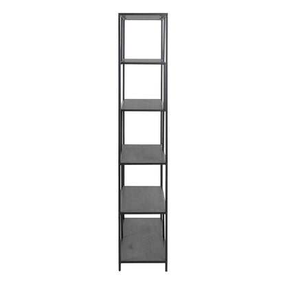 El Paso Black Bookcase 5 Shelves Asymmetrical Metal Frame