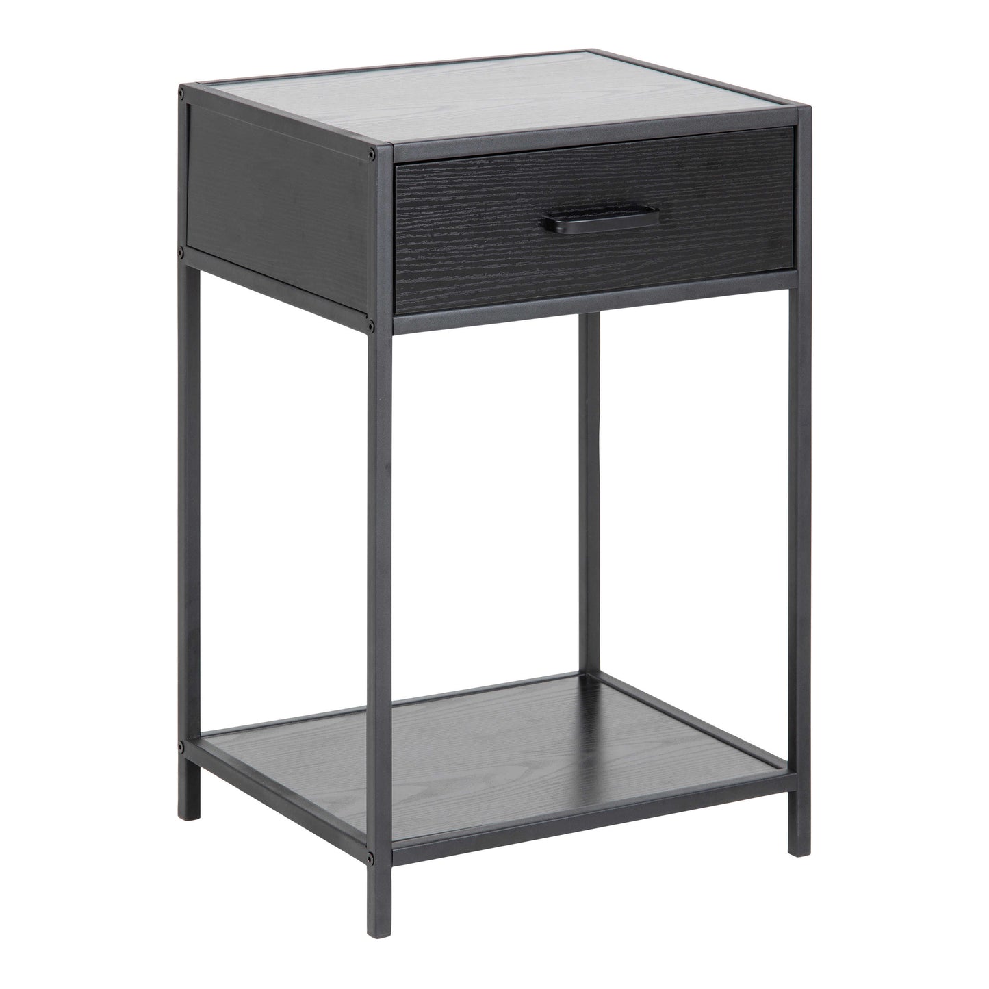 El Paso Black Bedside Table 1 Drawer Bottom Shelf