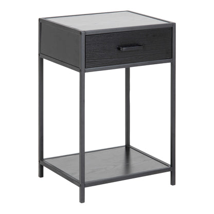 El Paso Black Bedside Table 1 Drawer Bottom Shelf