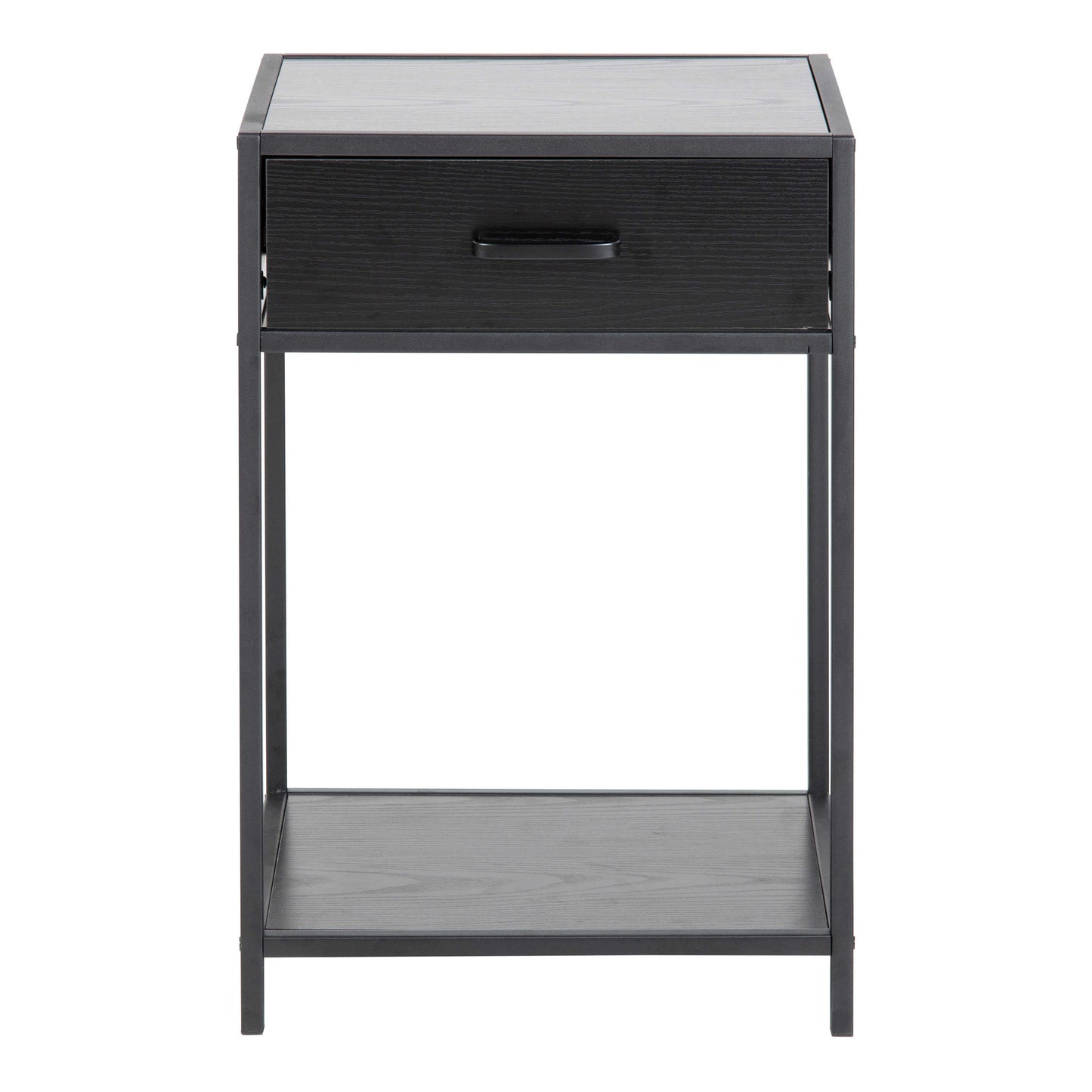 El Paso Black Bedside Table 1 Drawer Bottom Shelf