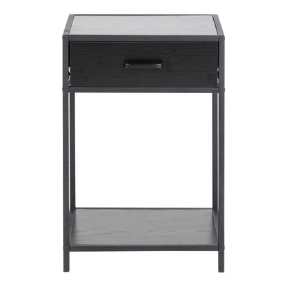 El Paso Black Bedside Table 1 Drawer Bottom Shelf