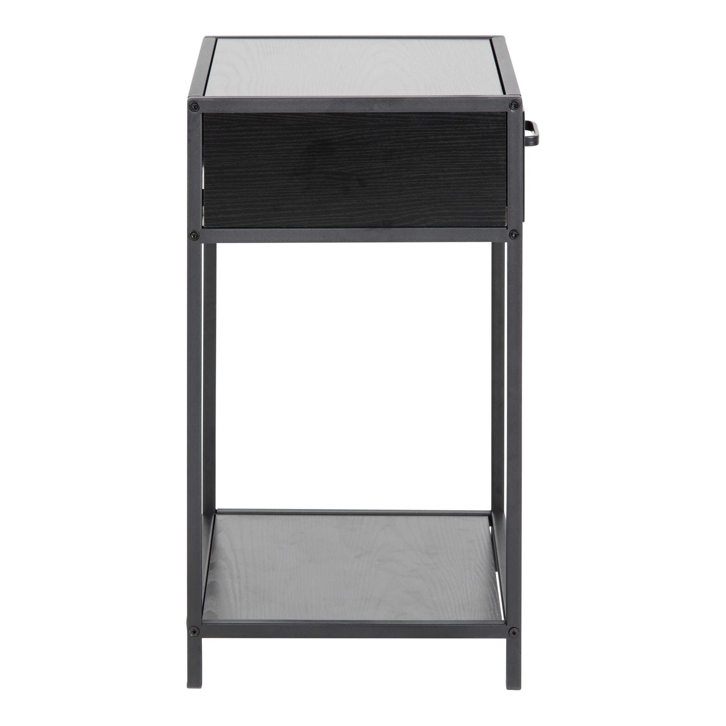 El Paso Black Bedside Table 1 Drawer Bottom Shelf