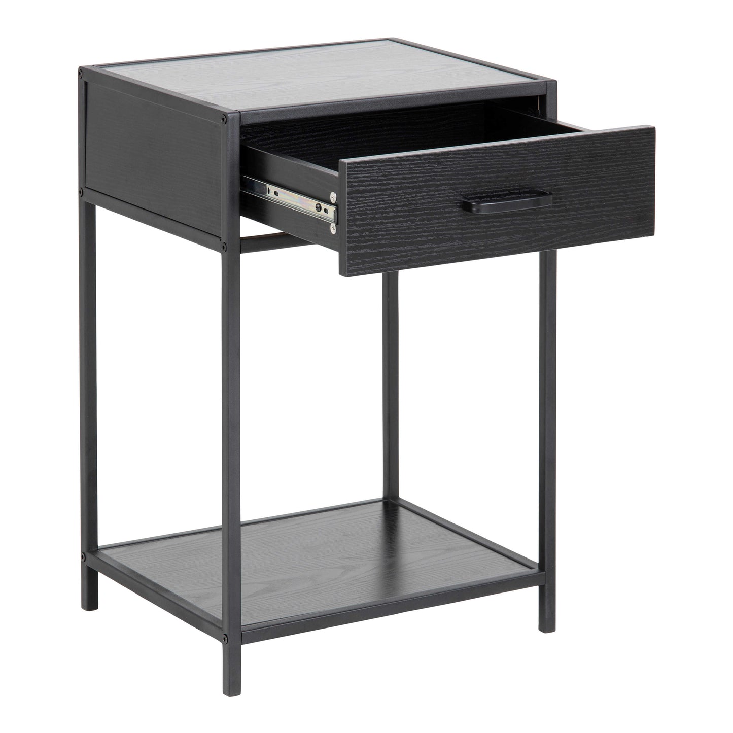 El Paso Black Bedside Table 1 Drawer Bottom Shelf
