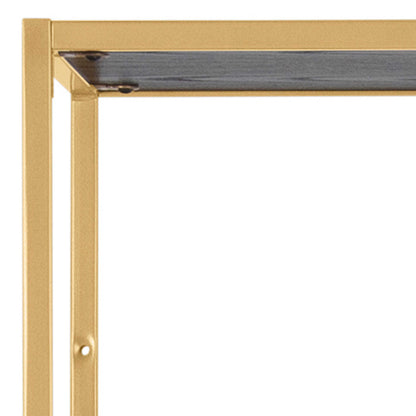 El Paso Gold Asymmetrical  Bookcase 5 Black Wooden Shelves