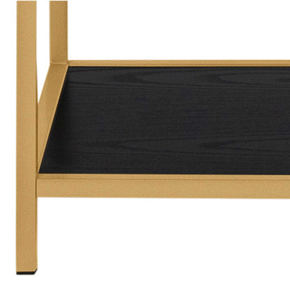 El Paso Gold Asymmetrical  Bookcase 5 Black Wooden Shelves