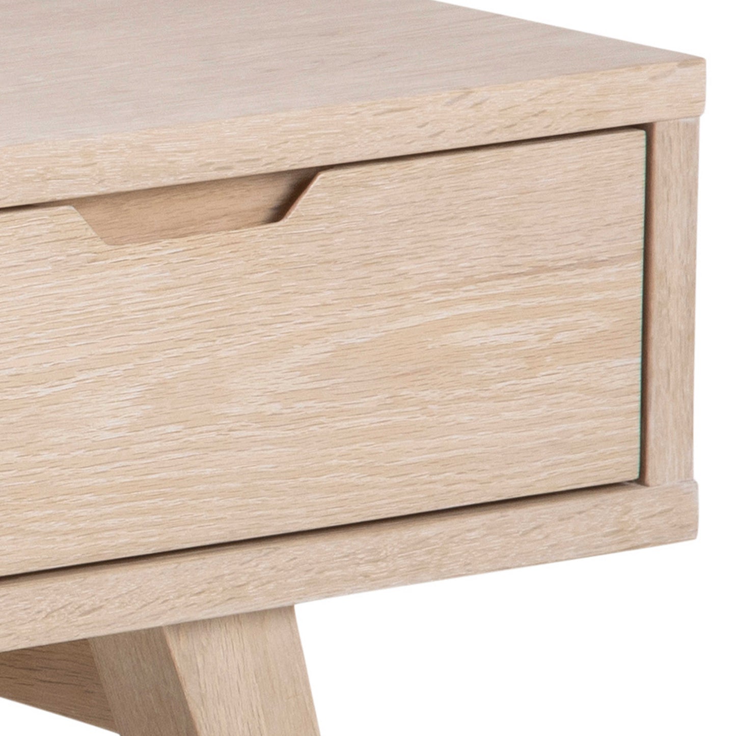 Jyvaskyla White Oak Wood TV Unit 2 Drawers