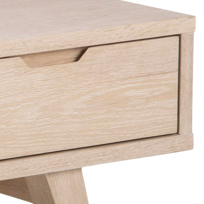 Jyvaskyla White Oak Wood TV Unit 2 Drawers