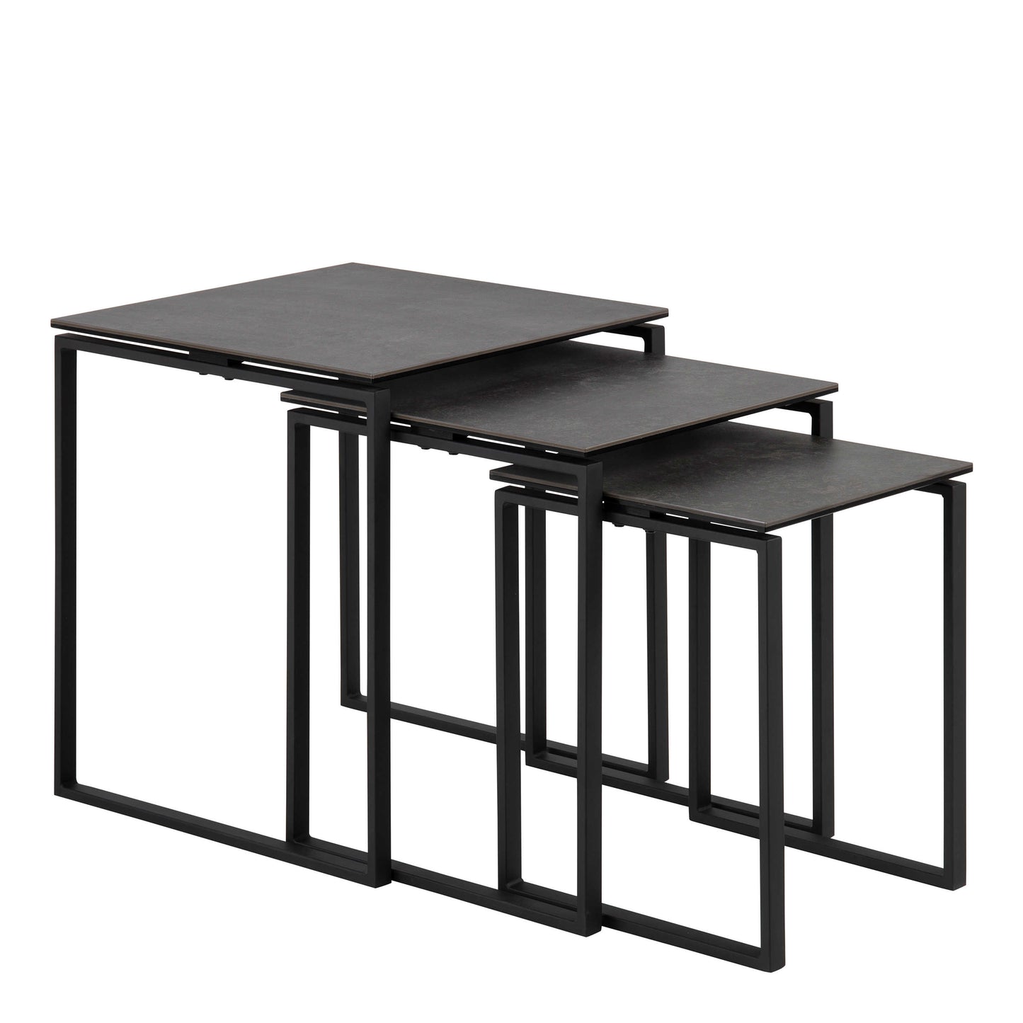 Set of 3 Frederikssund Black Ceramic Nesting Coffee Tables