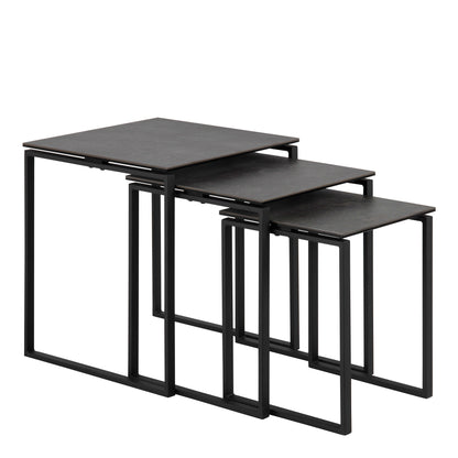 Set of 3 Frederikssund Black Ceramic Nesting Coffee Tables
