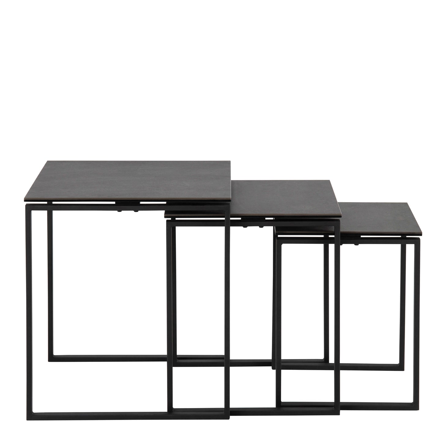 Set of 3 Frederikssund Black Ceramic Nesting Coffee Tables