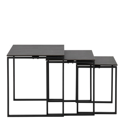 Set of 3 Frederikssund Black Ceramic Nesting Coffee Tables