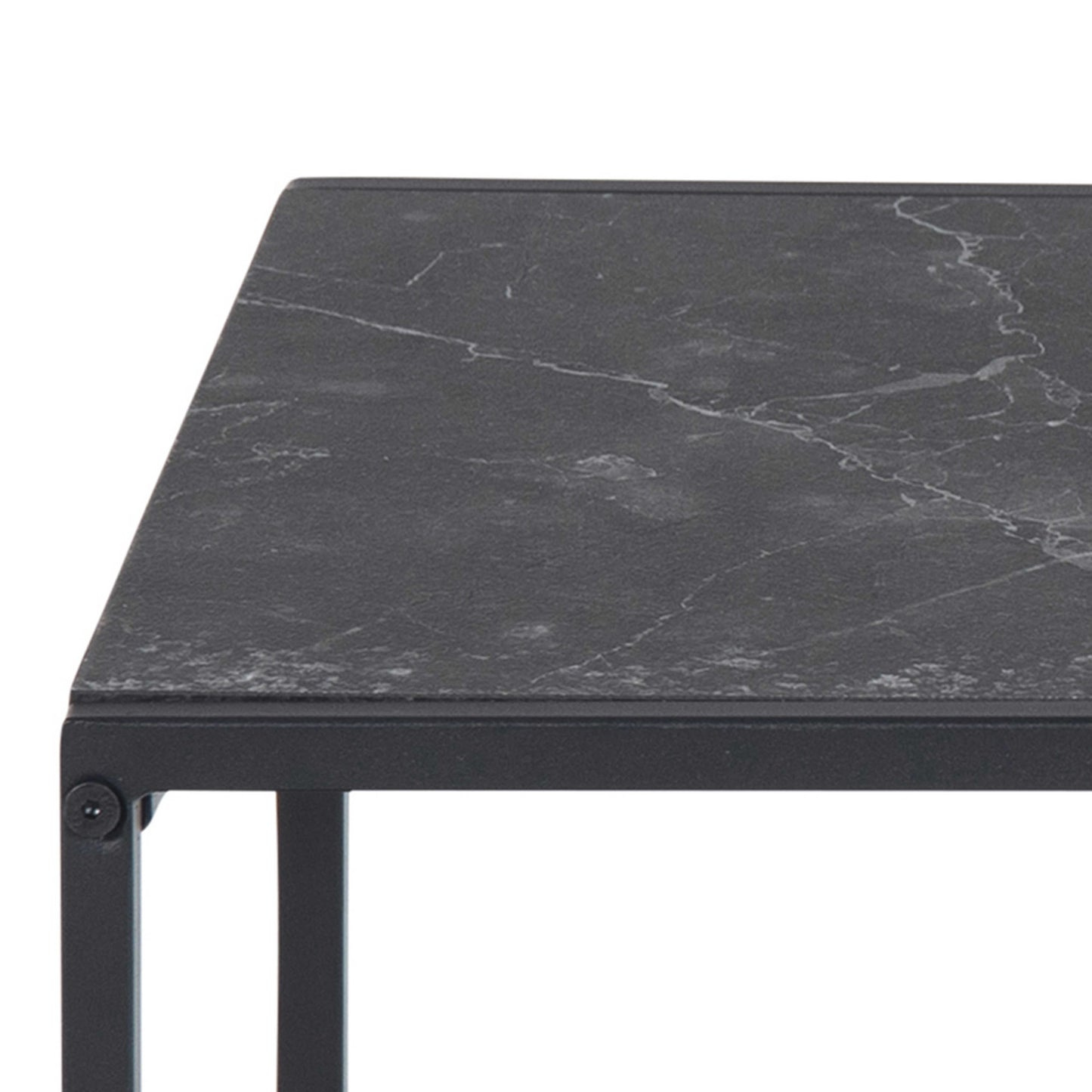 Set of 2 Holbaeck Black Marble Effect Square Nesting Coffee Tables