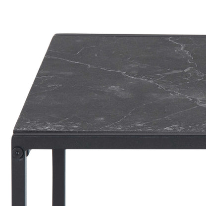 Set of 2 Holbaeck Black Marble Effect Square Nesting Coffee Tables