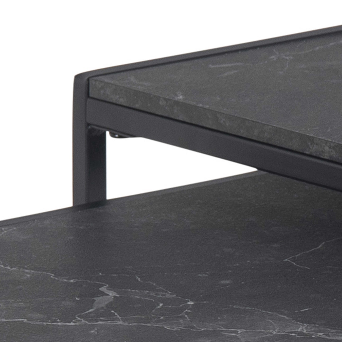 Set of 2 Holbaeck Black Marble Effect Square Nesting Coffee Tables