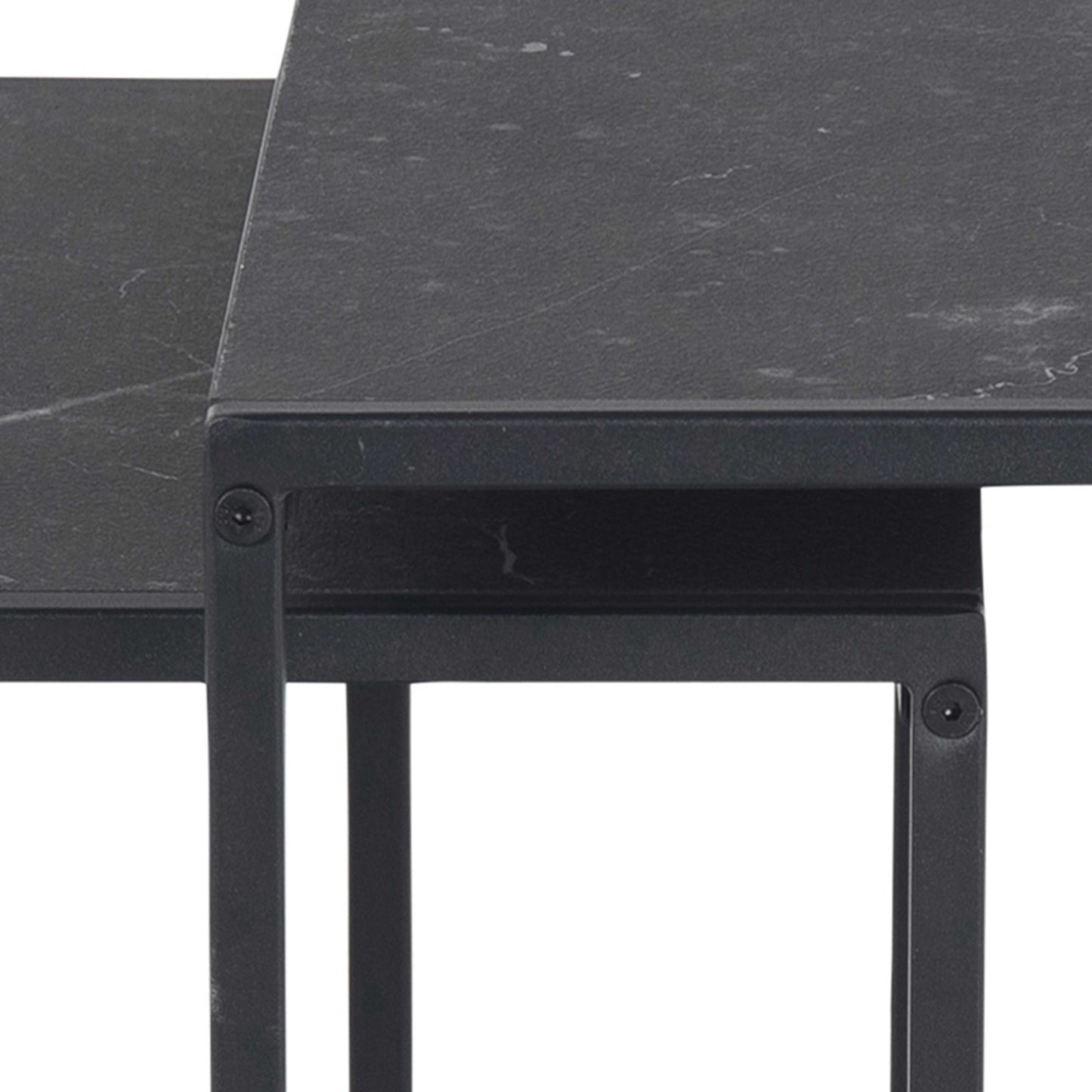 Set of 2 Holbaeck Black Marble Effect Square Nesting Coffee Tables