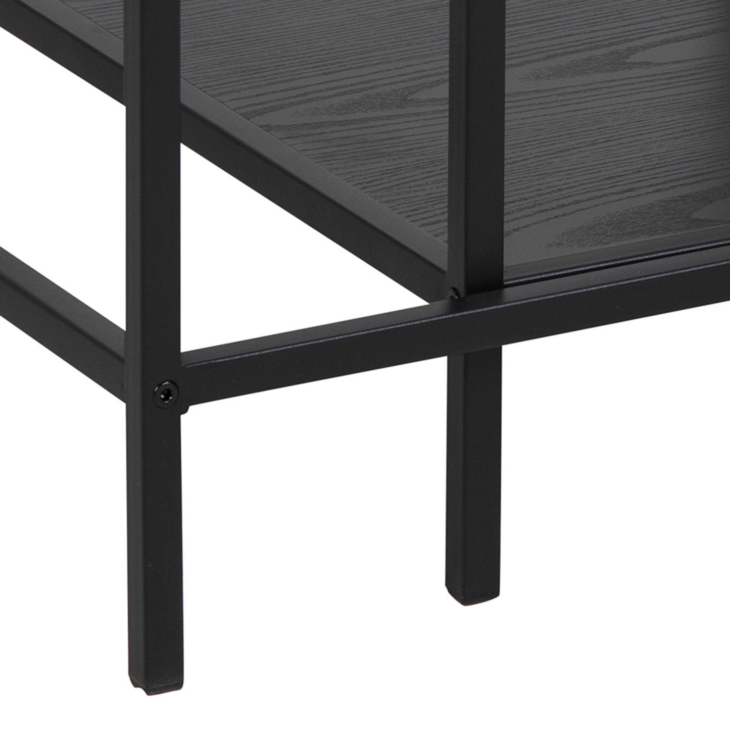 Set of 2 El Paso Black Metal Nesting Coffee Table Set Glass Top