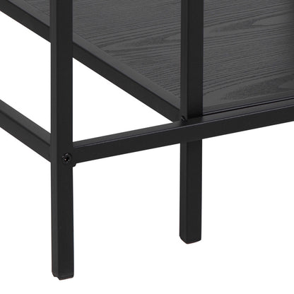 Set of 2 El Paso Black Metal Nesting Coffee Table Set Glass Top